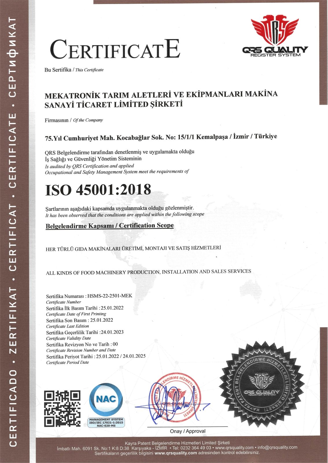 ISO 45001 hujjatining skan nusxasi