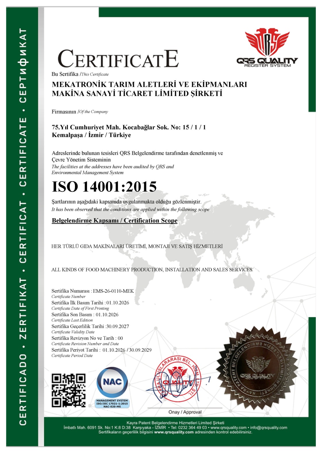 ISO 14001:2015 hujjatining skan nusxasi